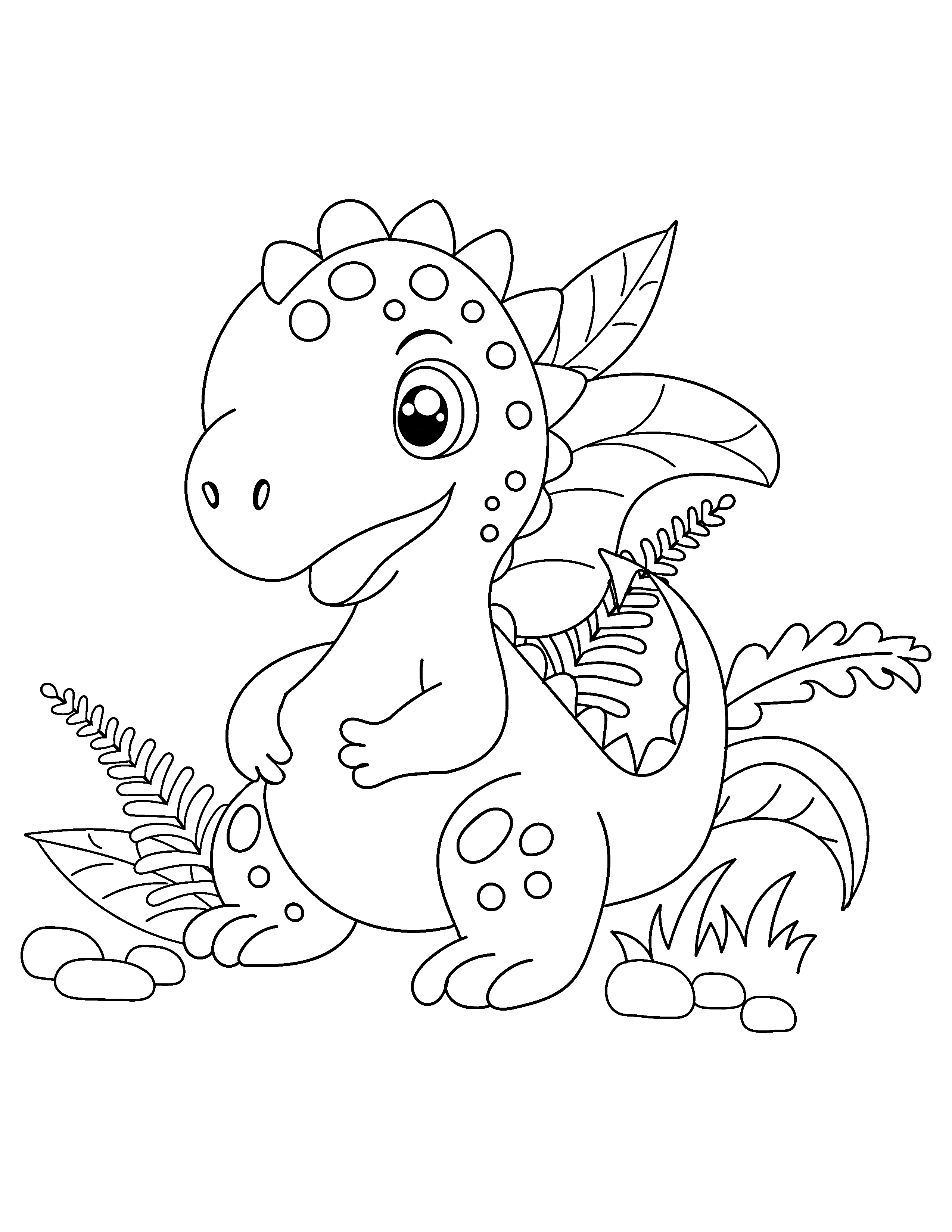 Adorable dinosaur coloring page