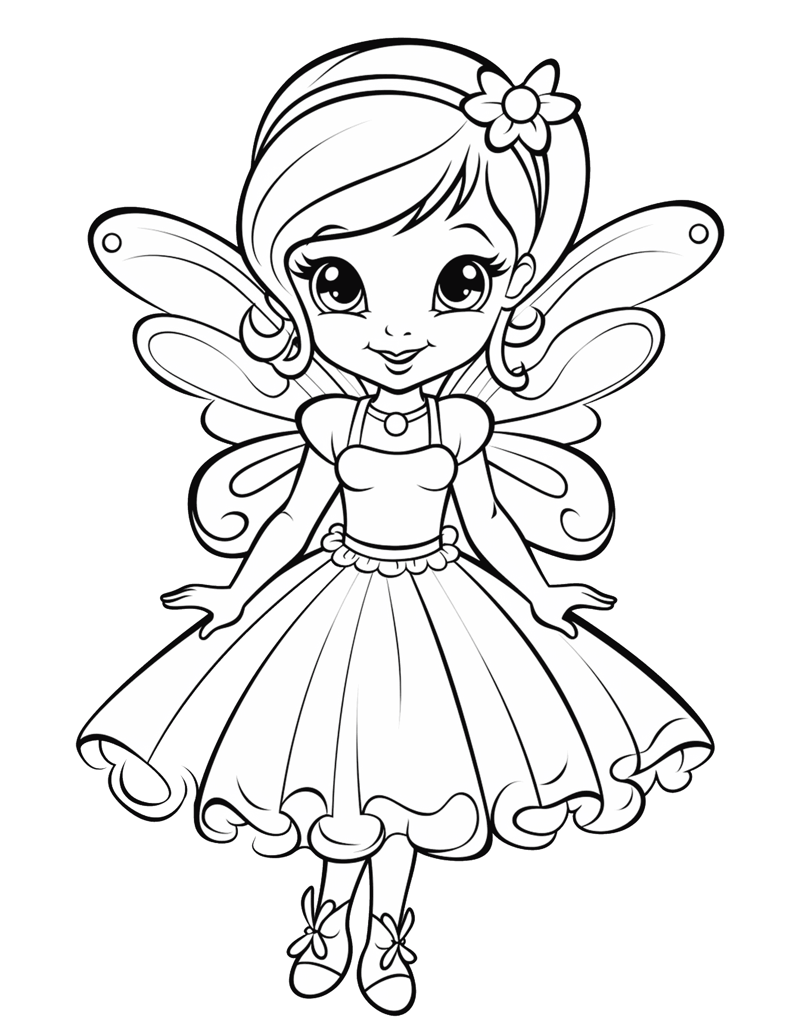 Adorable little fairy coloring page