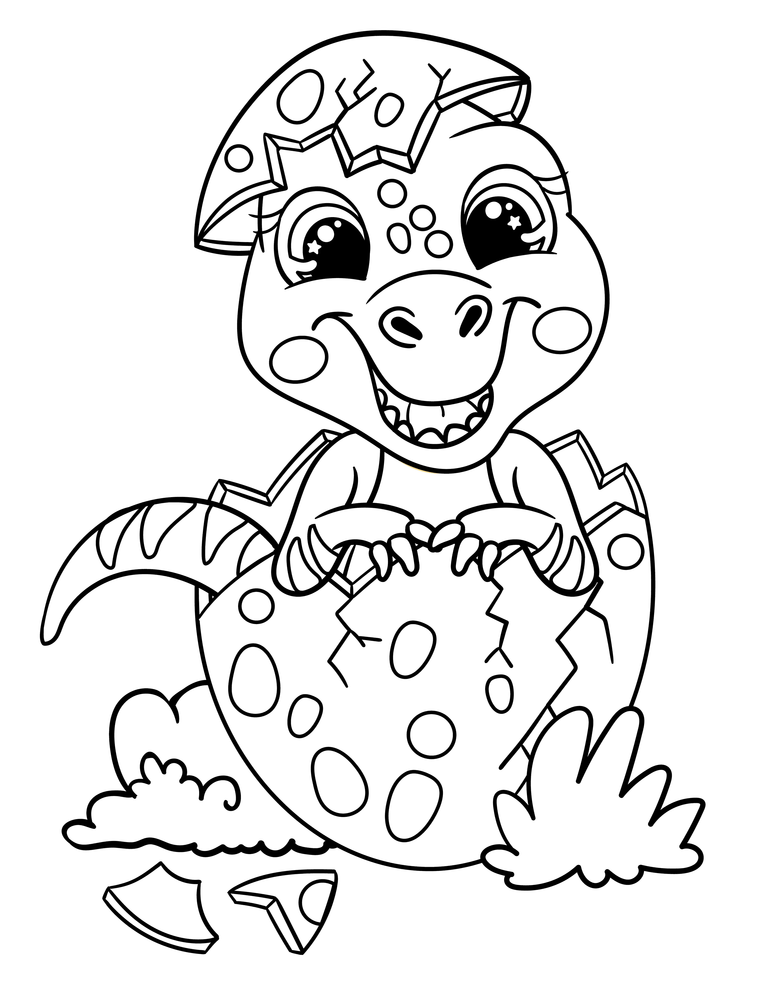 Baby trex hatched egg coloring page