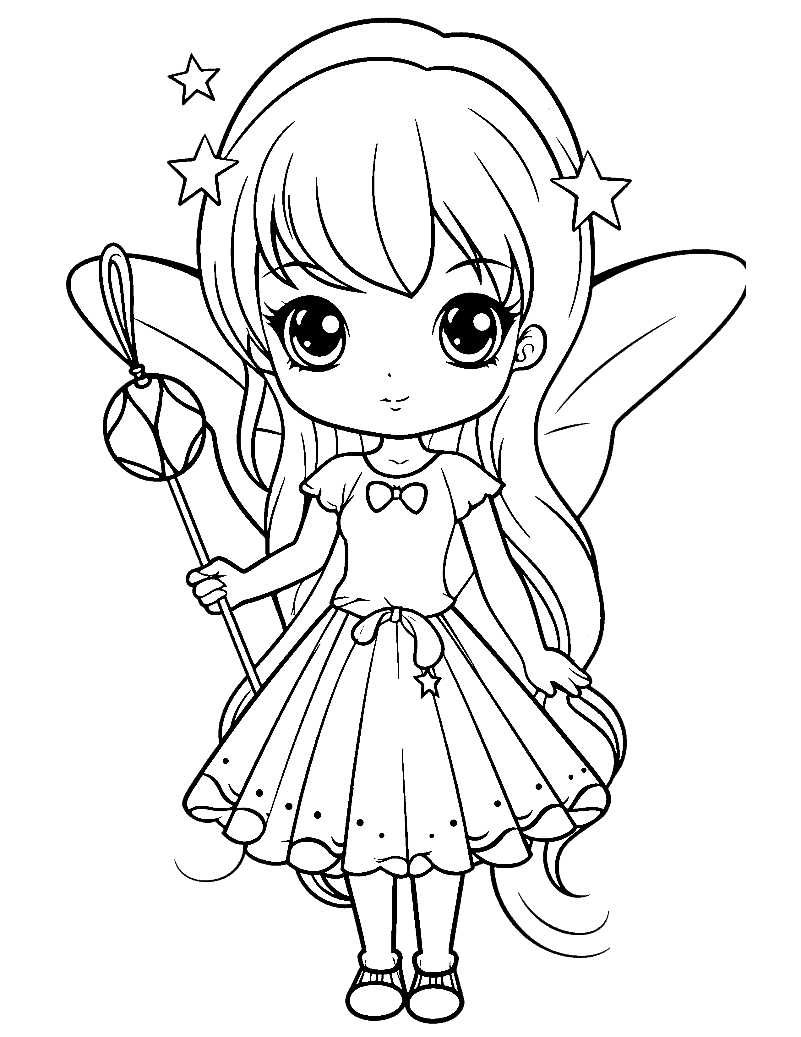 Beginner little fairy coloring page