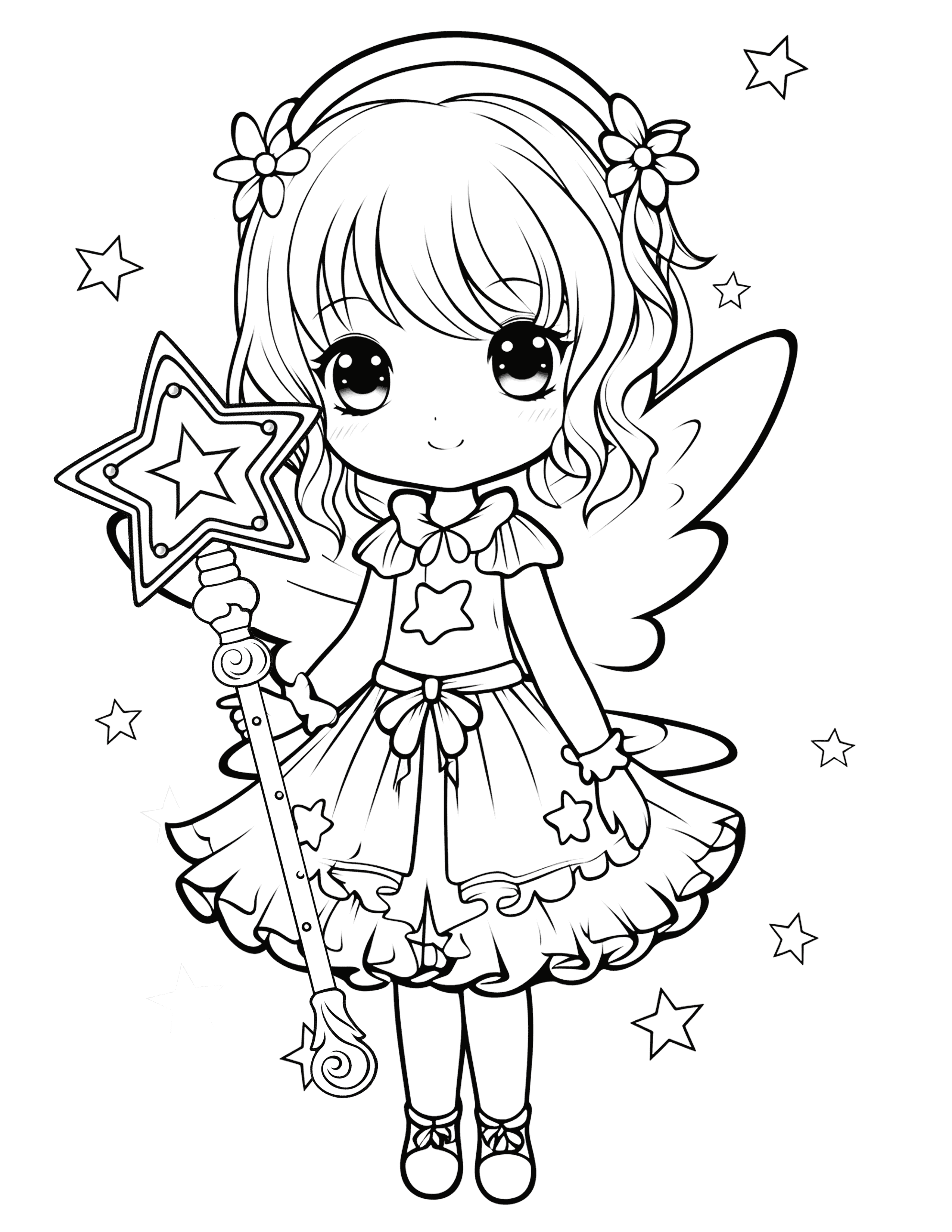 Cute fairy coloring page