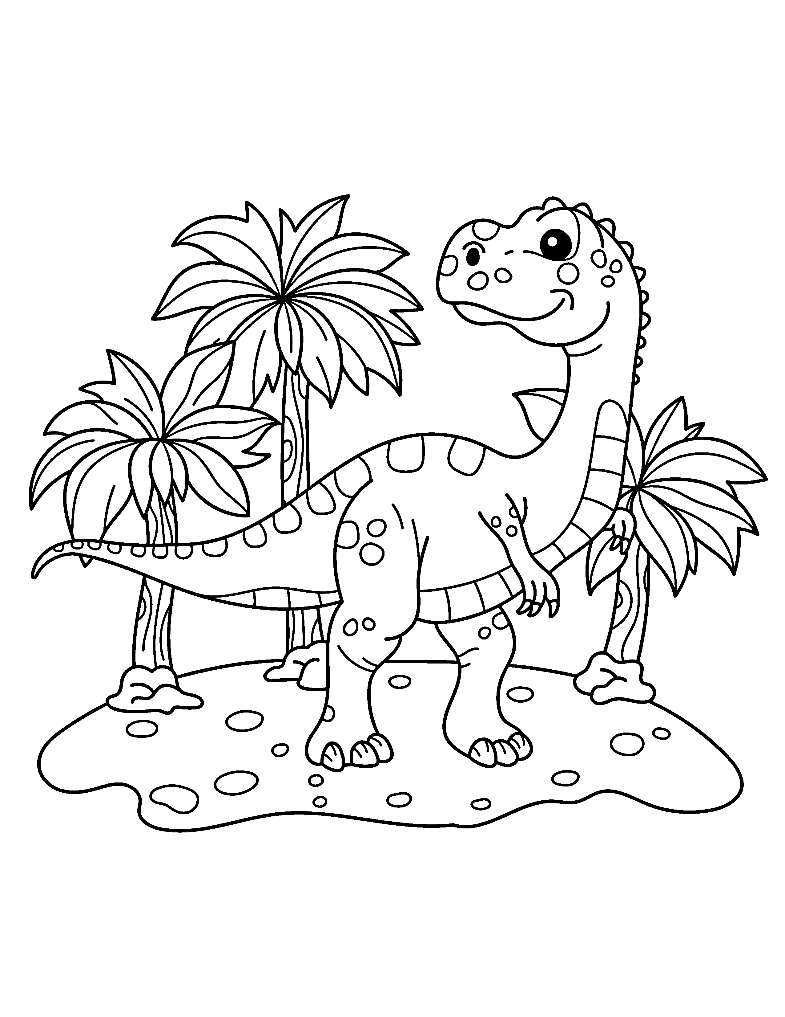 Dinosaur on the island coloring page