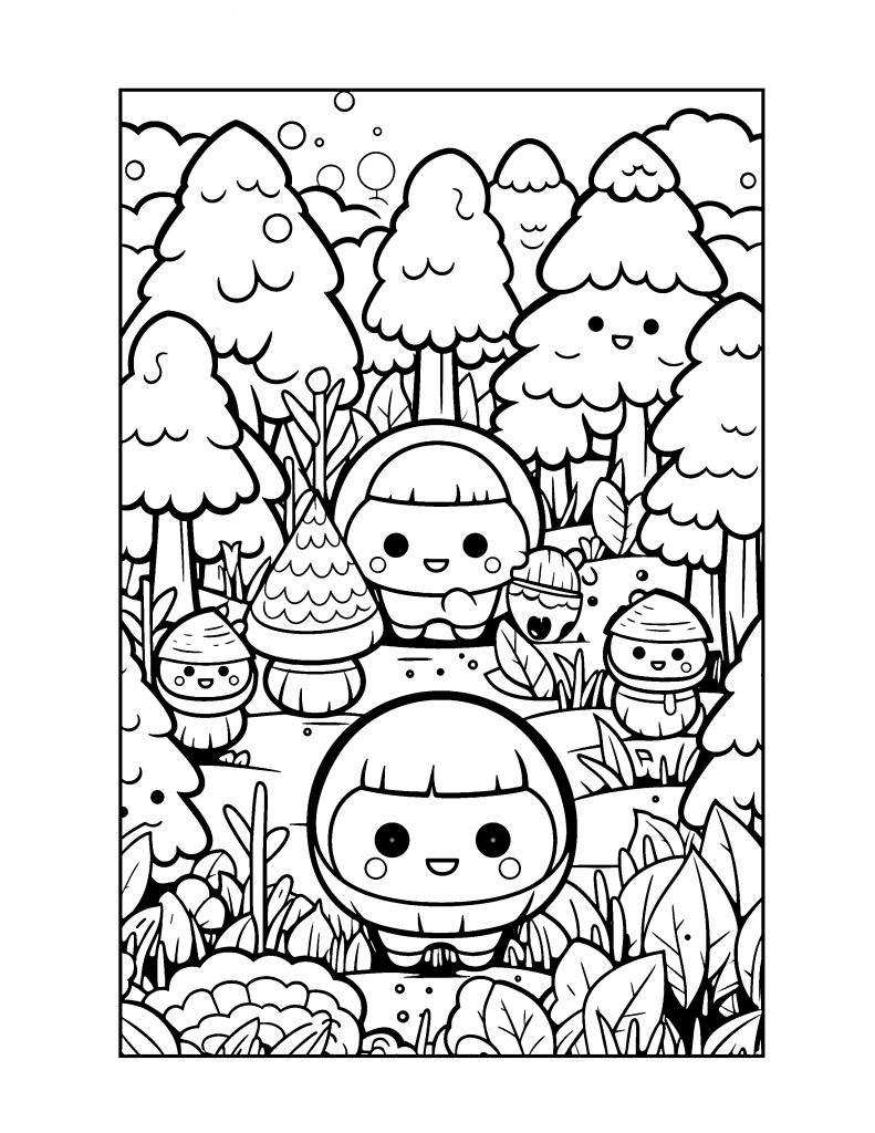 Fairy forest coloring page