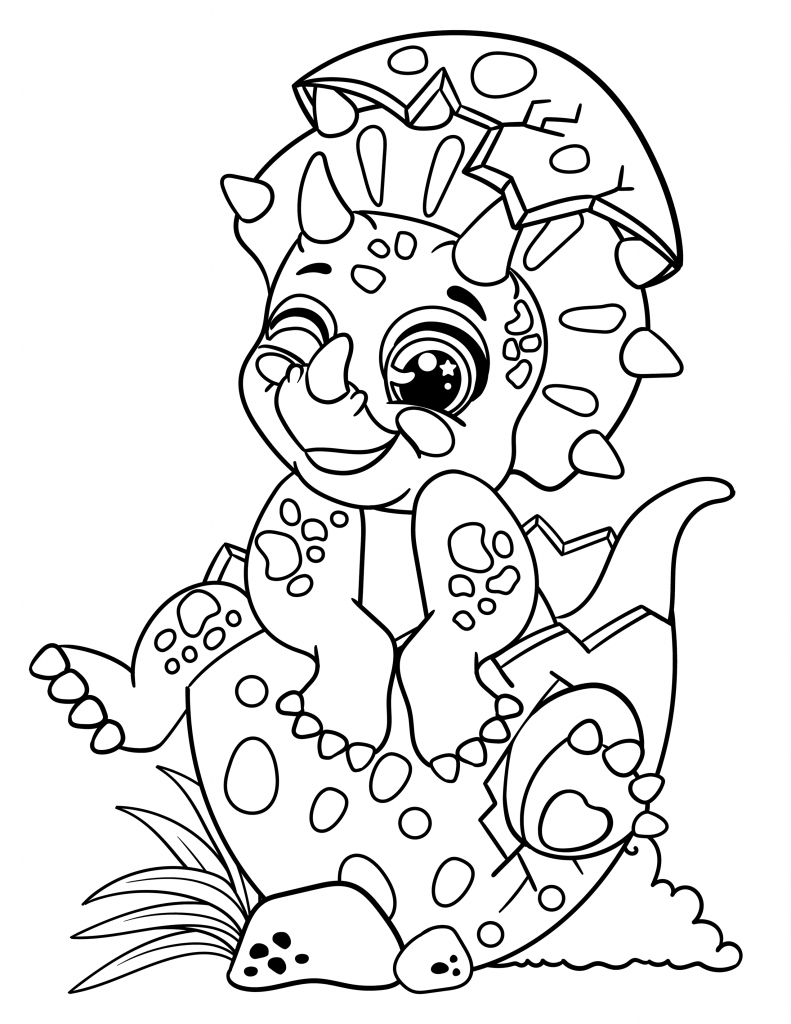 Hatched baby triceratops coloring page