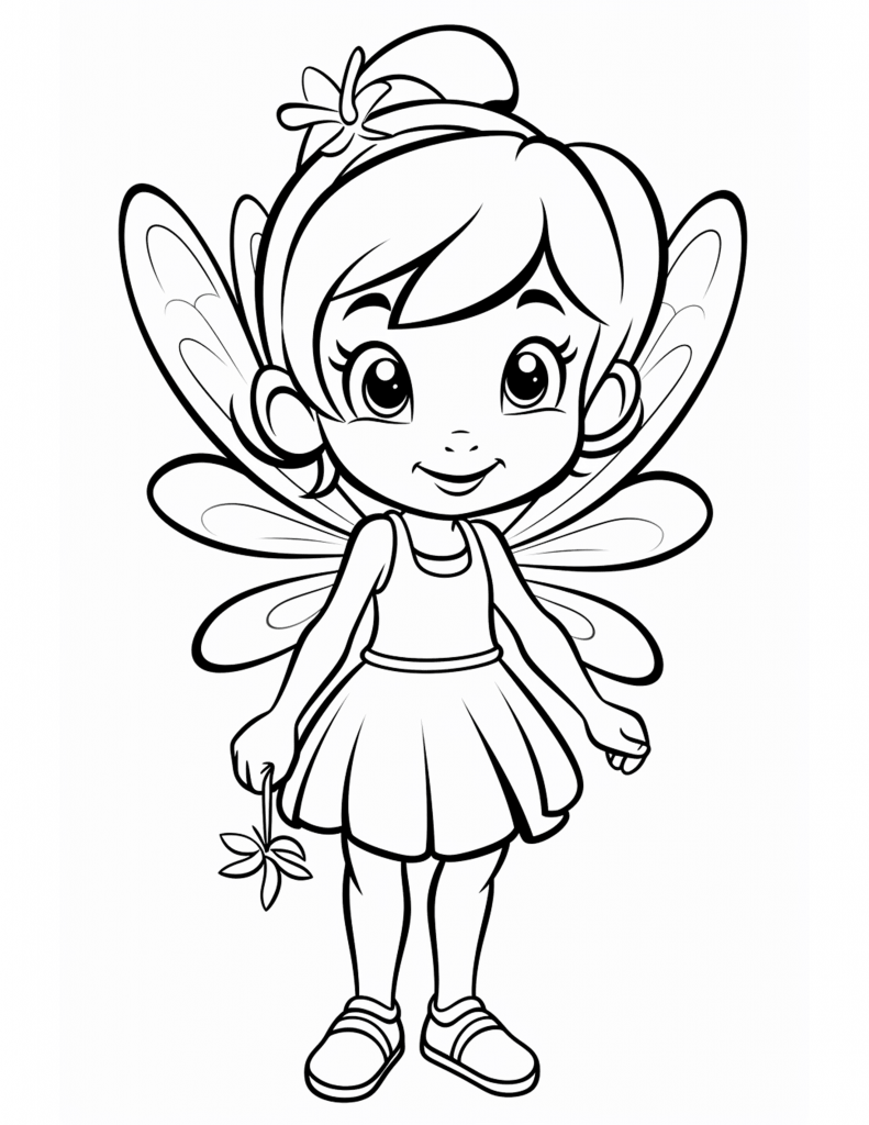 Little tinker bell fairy coloring page