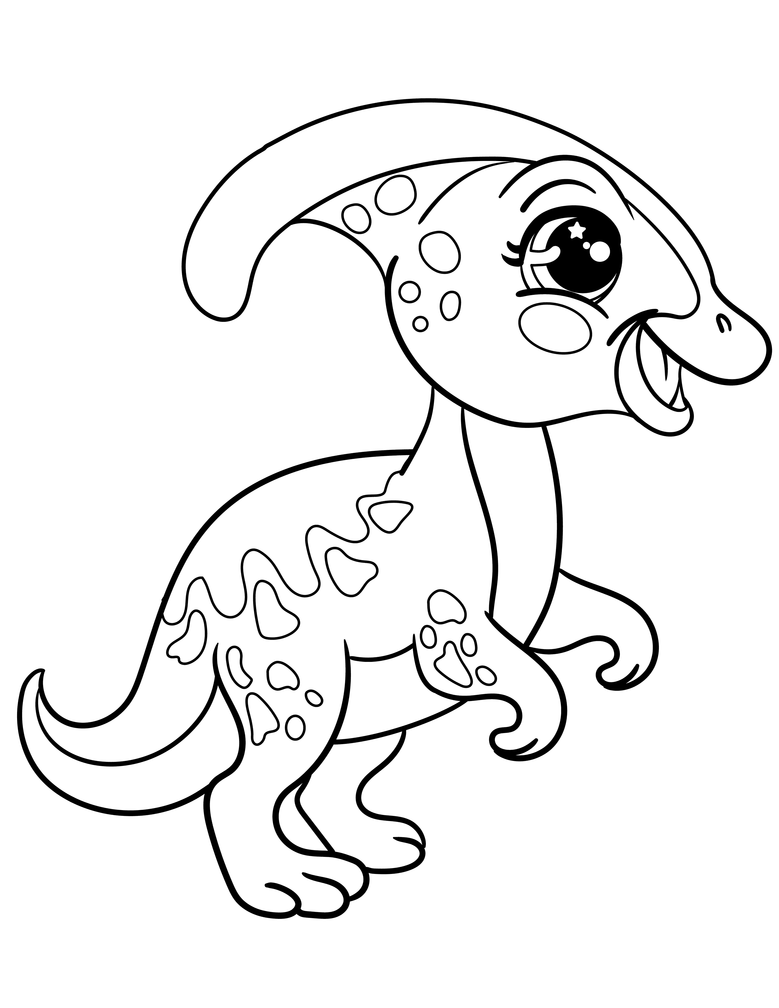 Baby parasaurolophus dinosaur coloring page