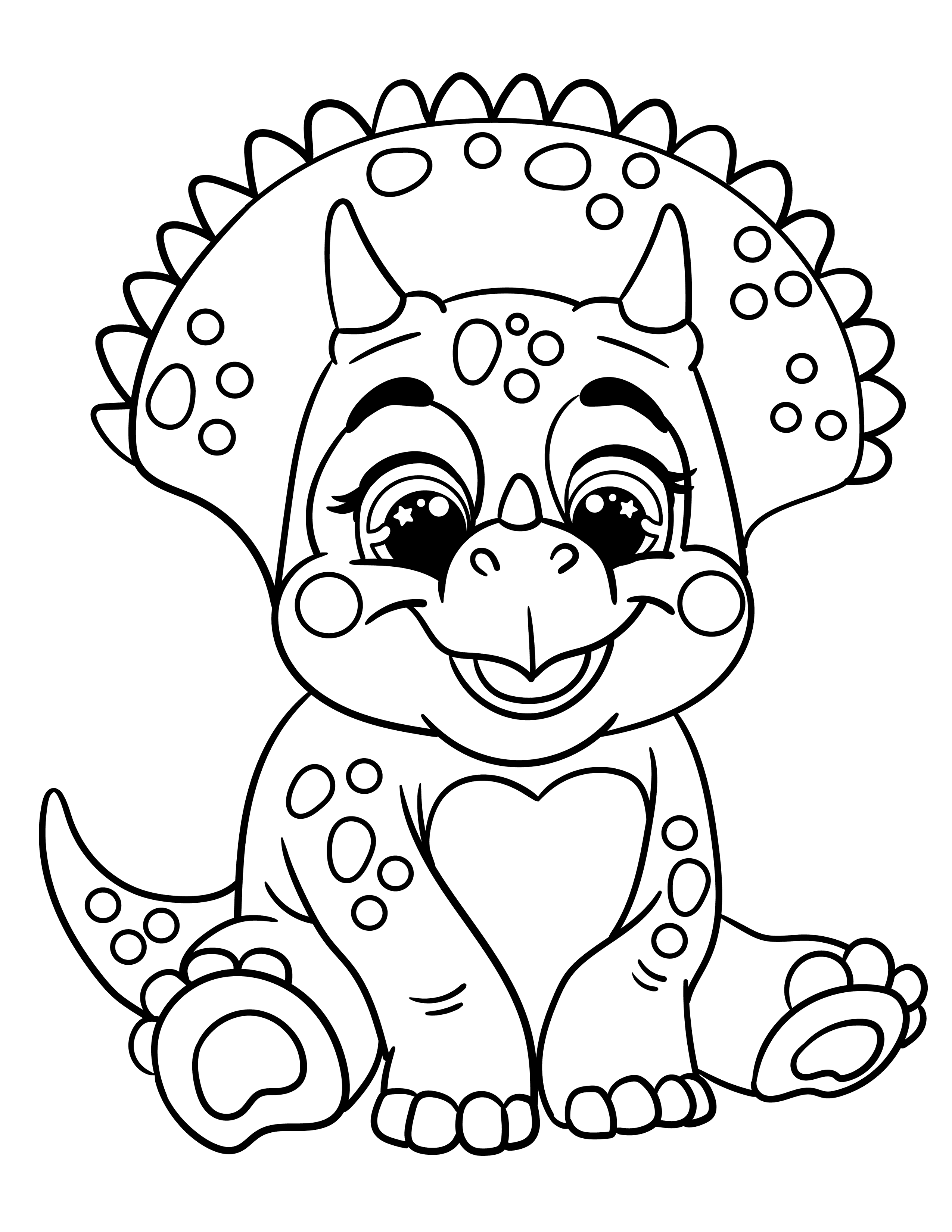 Sitting baby triceratops coloring page