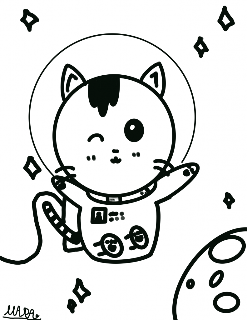 Astronaut Kitty Coloring Page