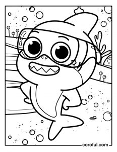 Baby Shark wearing eye glasses coloring page