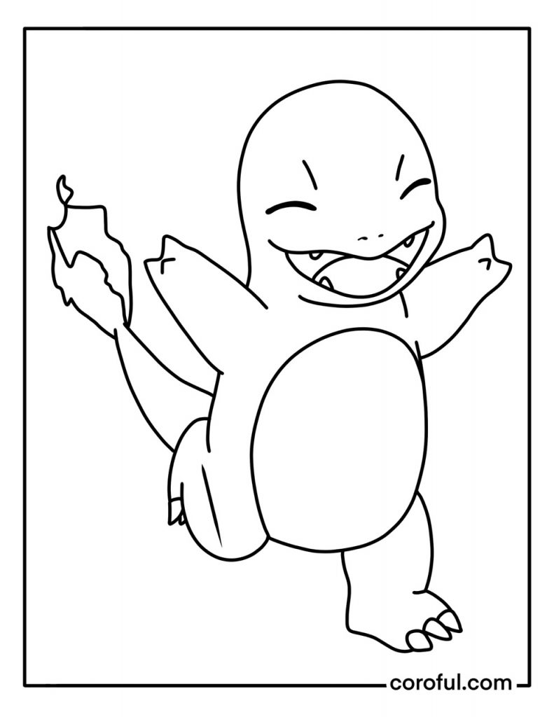 Charmander happy coloring page