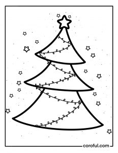 Christmas tree with tiny stars coloring page