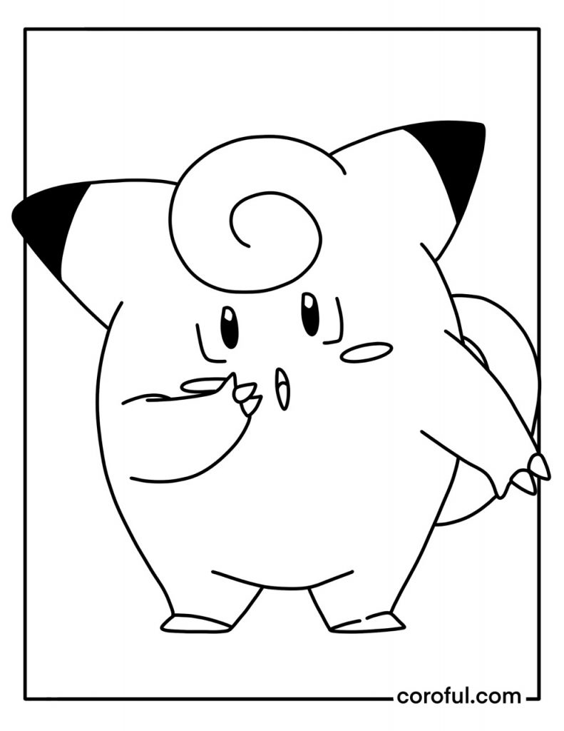 Clefairy confused coloring page