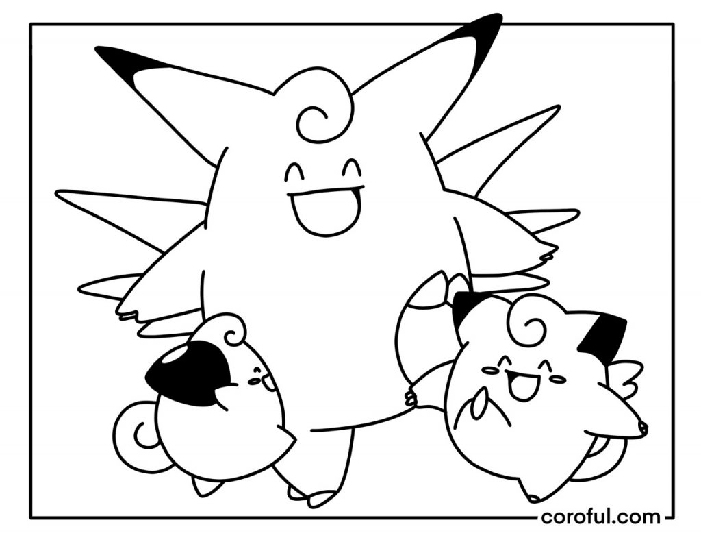 Clefairy evolution team coloring page