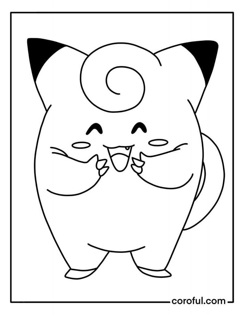 Clefairy joyful coloring page