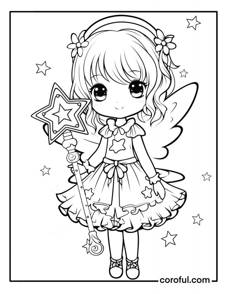 Cute fairy coloring page