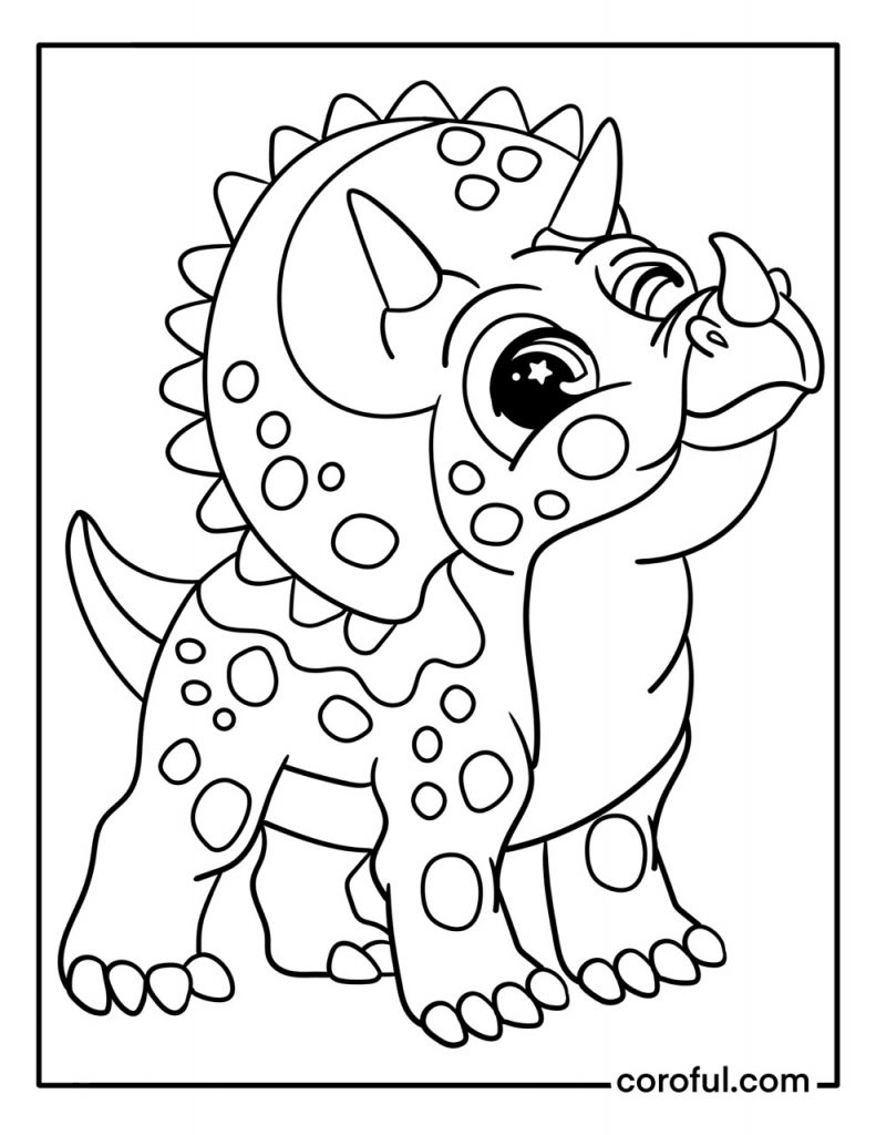 Cute baby triceratops coloring page