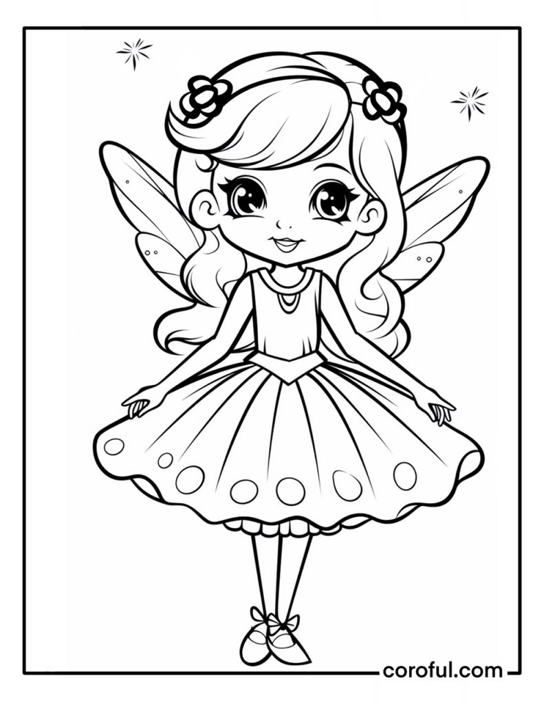 Cute twinkle fairy coloring page