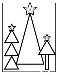 Decorate your own geometric Christmas tree coloring page