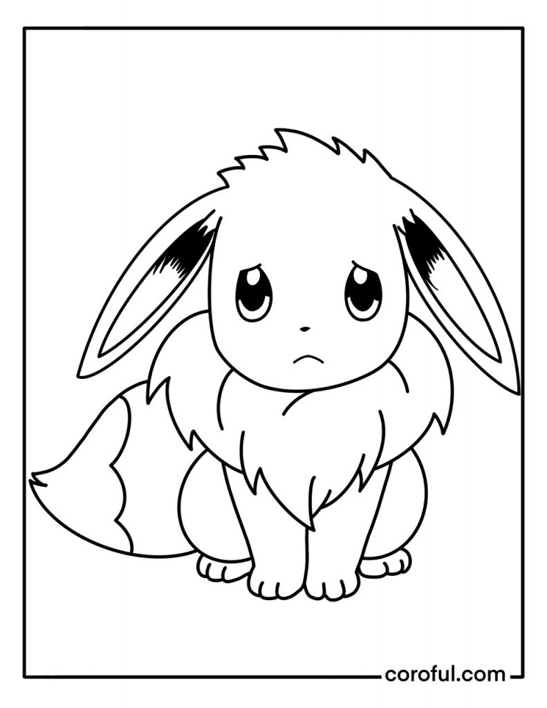 Eevee sad and lonely coloring page