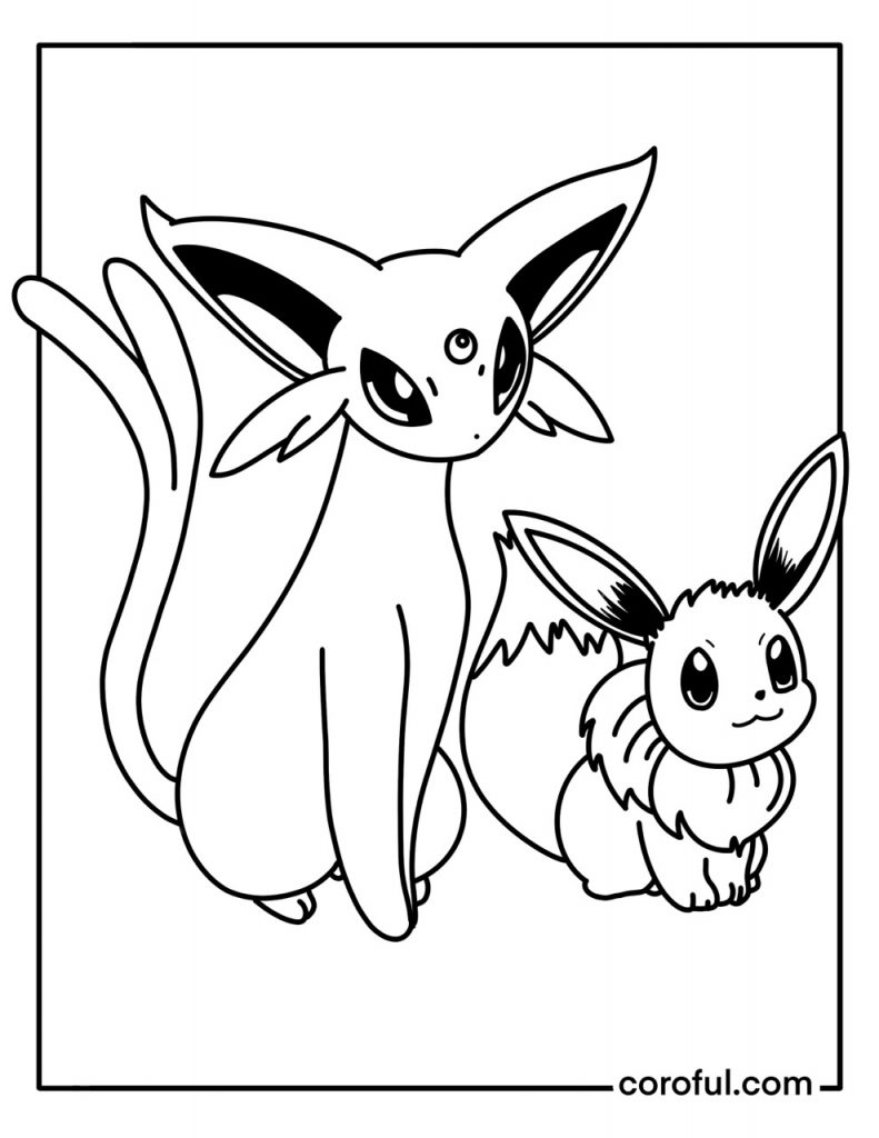 Eevee with Espeon coloring page