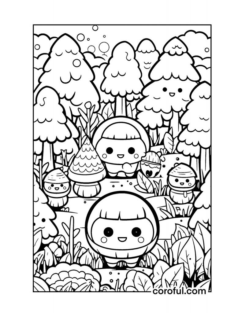 Fairy forest coloring page