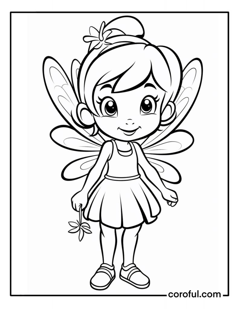 Little tinker bell fairy coloring page