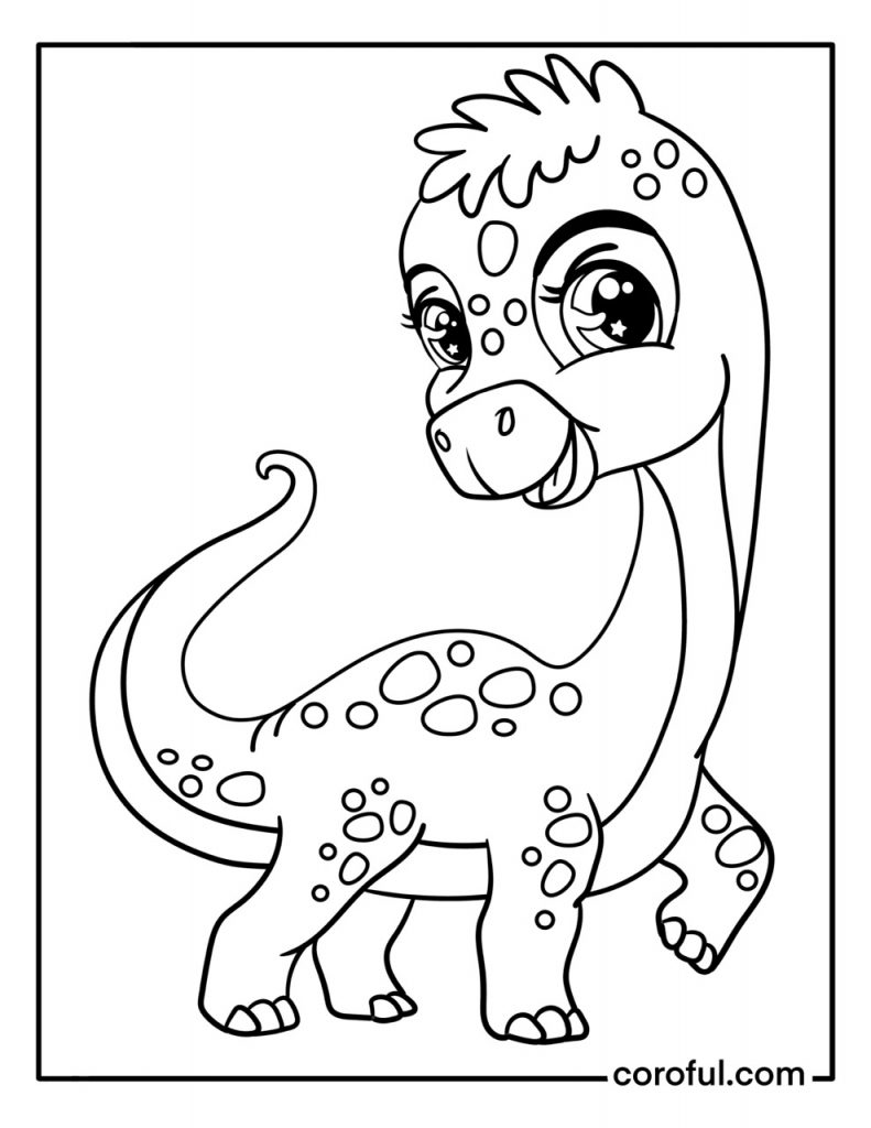 Long neck dinosaur coloring page