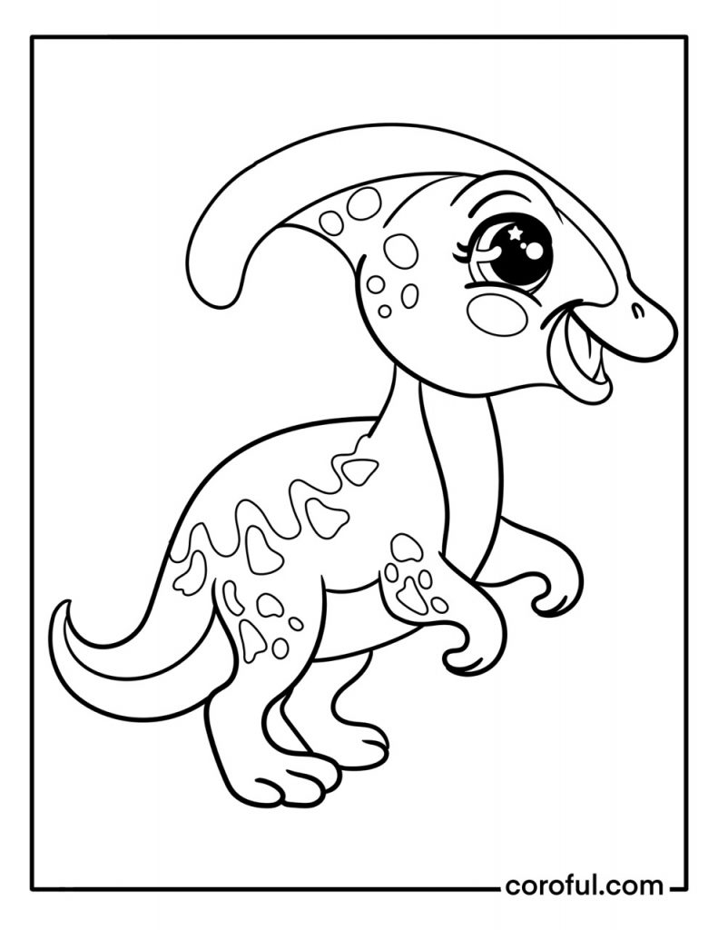 Baby parasaurolophus dinosaur coloring page