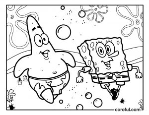 Patrick and Spongebob dancing coloring page