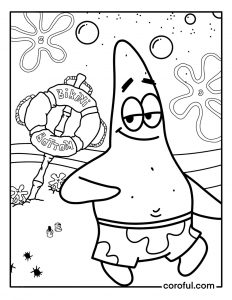 Patrick chillin’ at the bikini bottom coloring page