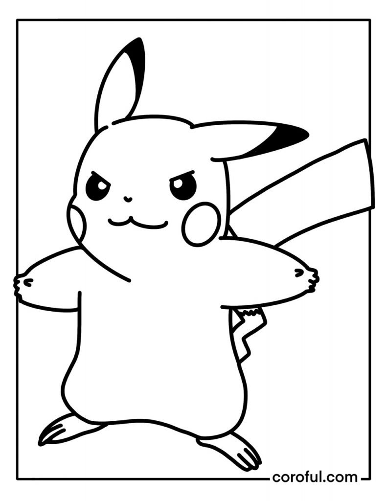 Pikachu angry coloring page