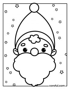 Santa Claus head with stars coloring page