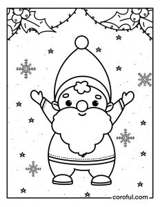 Santa Claus hooray with decors coloring page