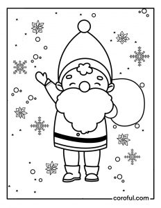 Santa Claus with bag and decors coloring page
