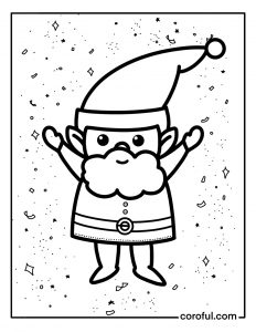 Santa elf  joyful with confetti coloring page