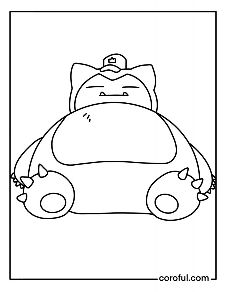 Snorlax resting in the field coloring page