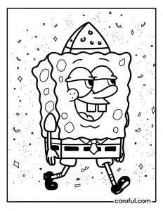 Spongebob with watermelon hat coloring page