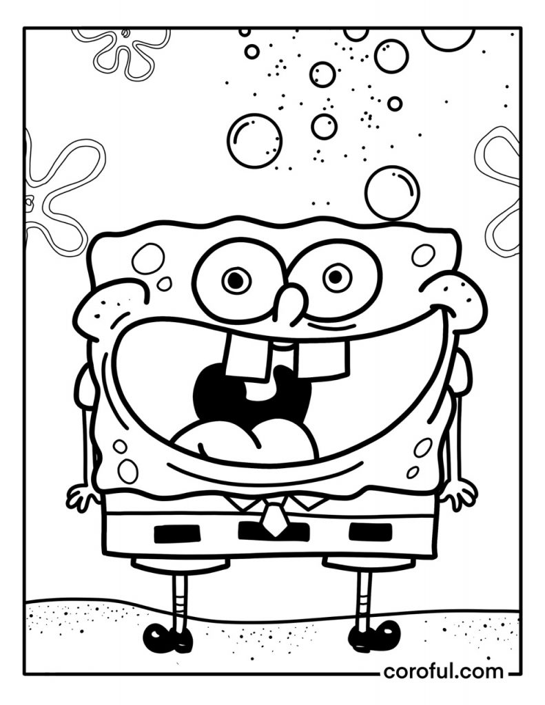 Spongebob extremely excited coloring page