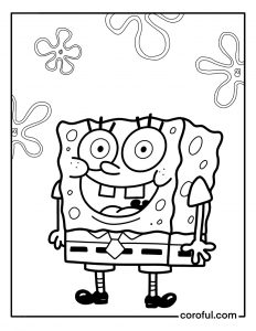 Spongebob smiling and wandering coloring page