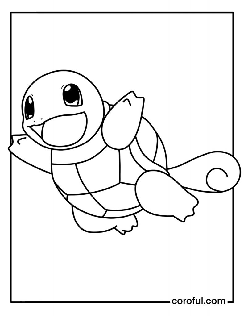 Squirtle jump coloring page