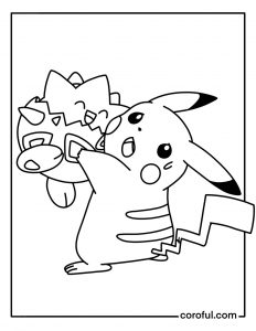 Togepi and Pikachu hugging coloring page
