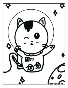 Astronaut Kitty Coloring Page