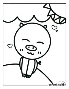 Cute Pig in a Field Coloring Page