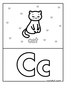 Alphabet with drawing C coloring page