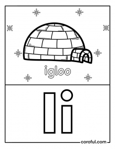 Alphabet with drawing I coloring page