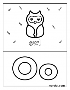 Alphabet with drawing O coloring page