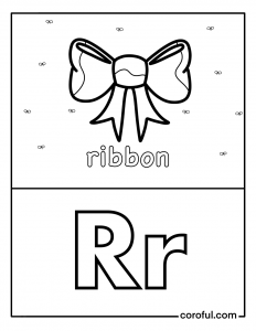 Alphabet with drawing R coloring page