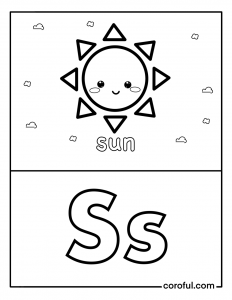 Alphabet with drawing S coloring page