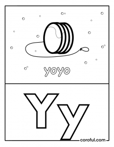 Alphabet with drawing Y coloring page